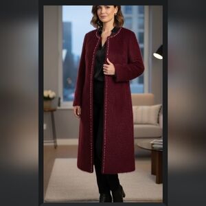 Rebecca Taylor Mohair Burgundy Women's Coat, Sz 8